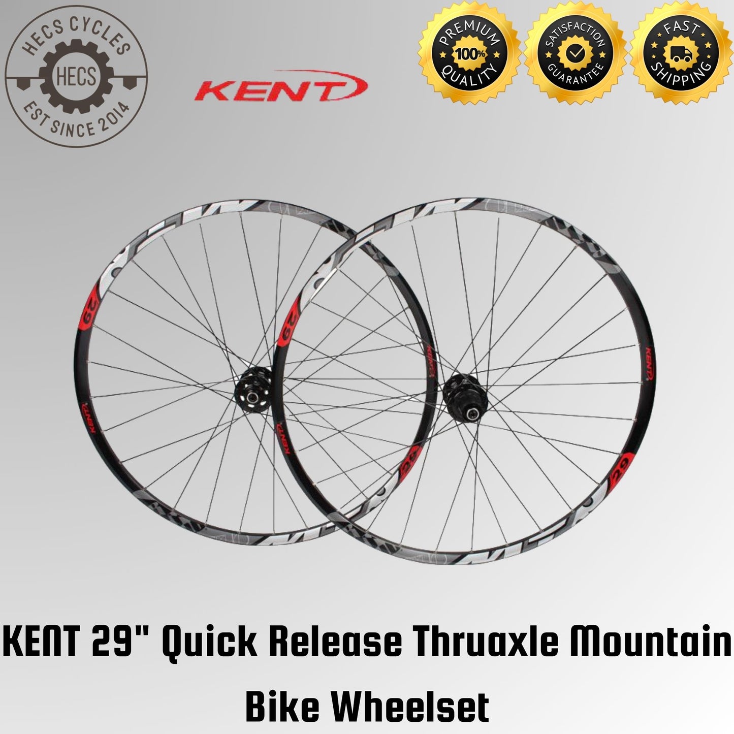 KENT 29" Quick Release Thruaxle Mountain Bike Wheelset