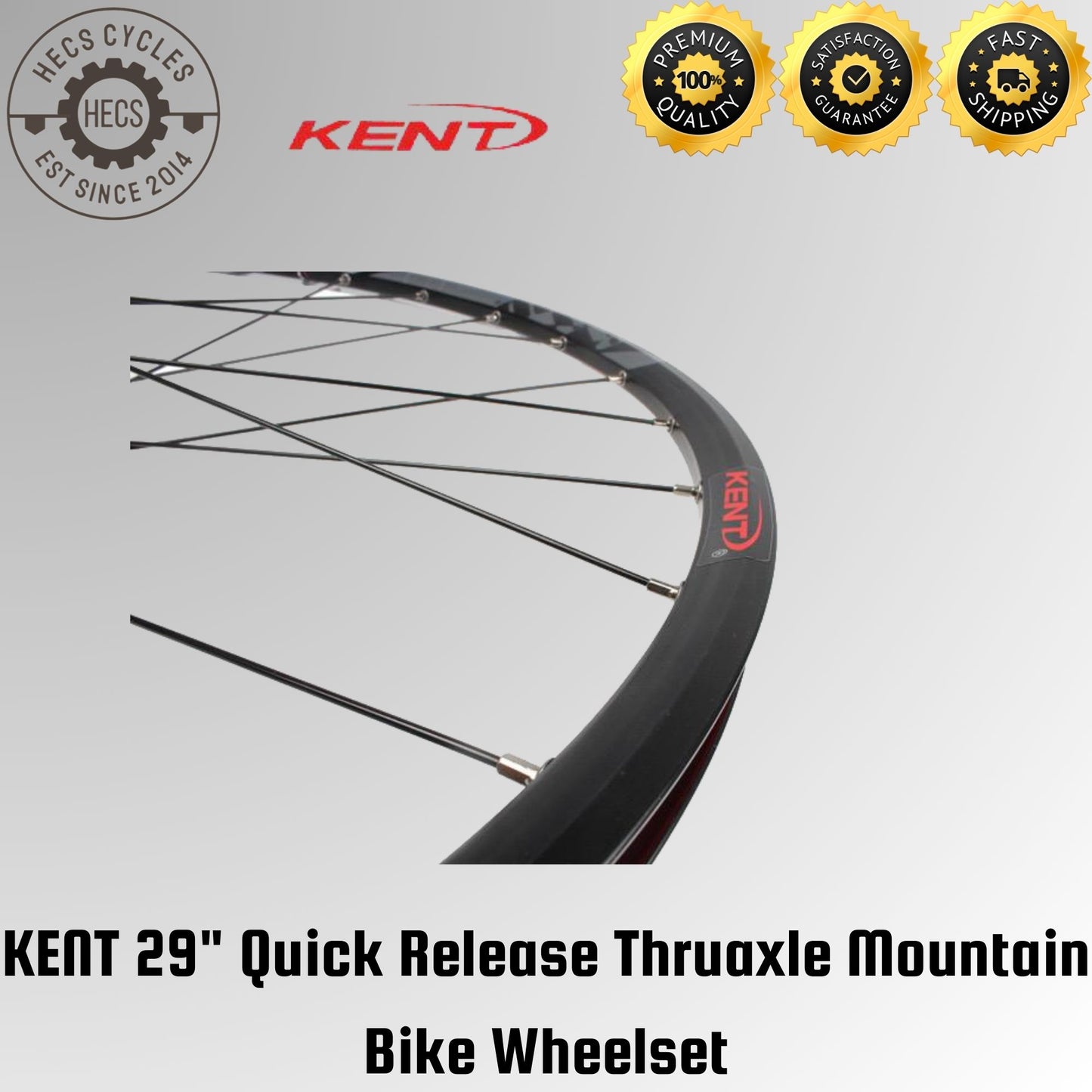 KENT 29" Quick Release Thruaxle Mountain Bike Wheelset