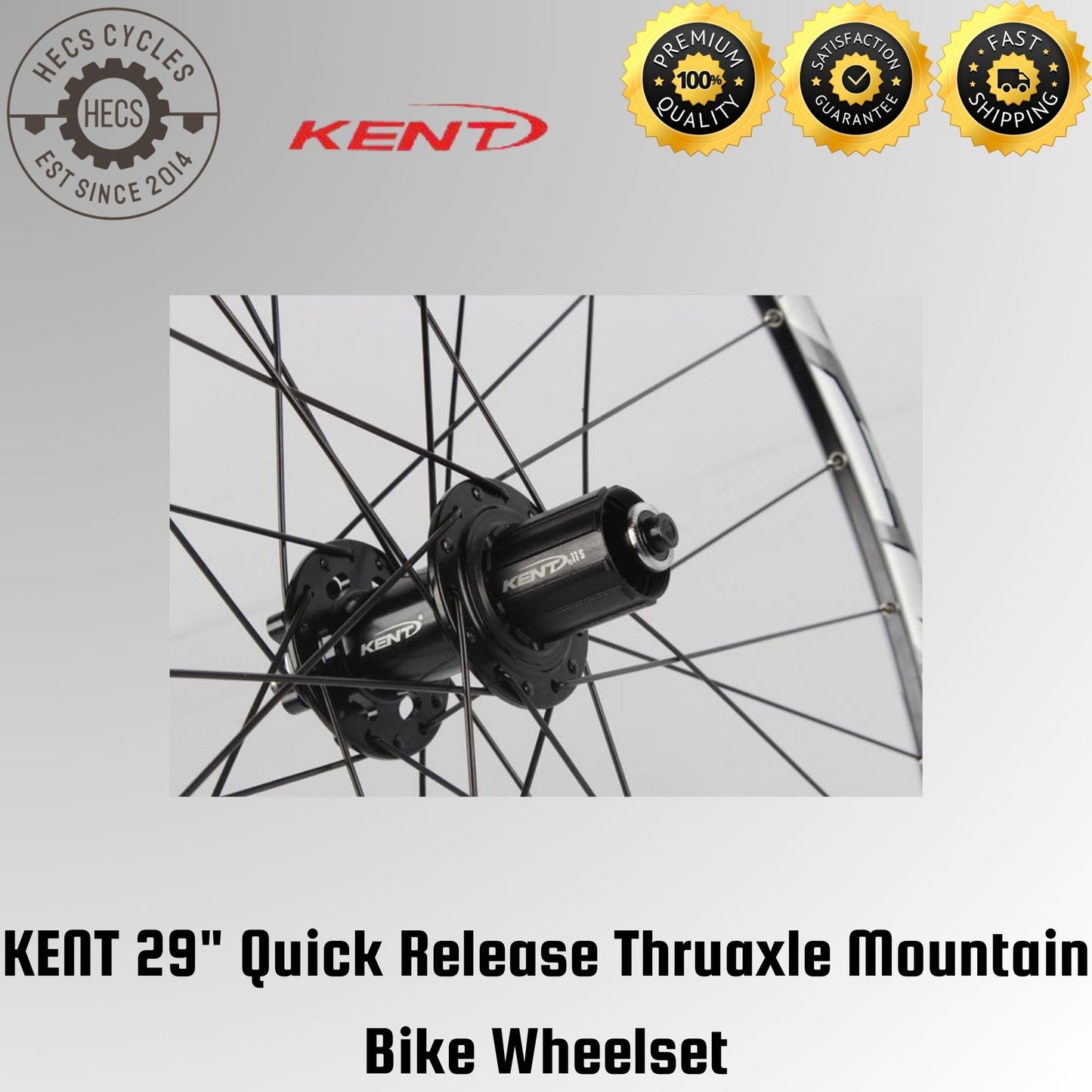 KENT 29" Quick Release Thruaxle Mountain Bike Wheelset