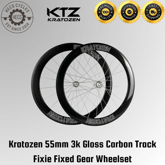 Kratozen 55mm 3k Gloss Carbon Track Wheelset