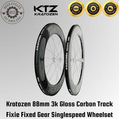 Kratozen 88mm 3k Gloss Carbon Track Wheelset