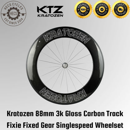 Kratozen 88mm 3k Gloss Carbon Track Wheelset