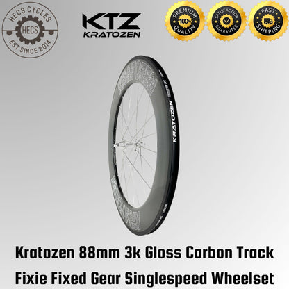 Kratozen 88mm 3k Gloss Carbon Track Wheelset