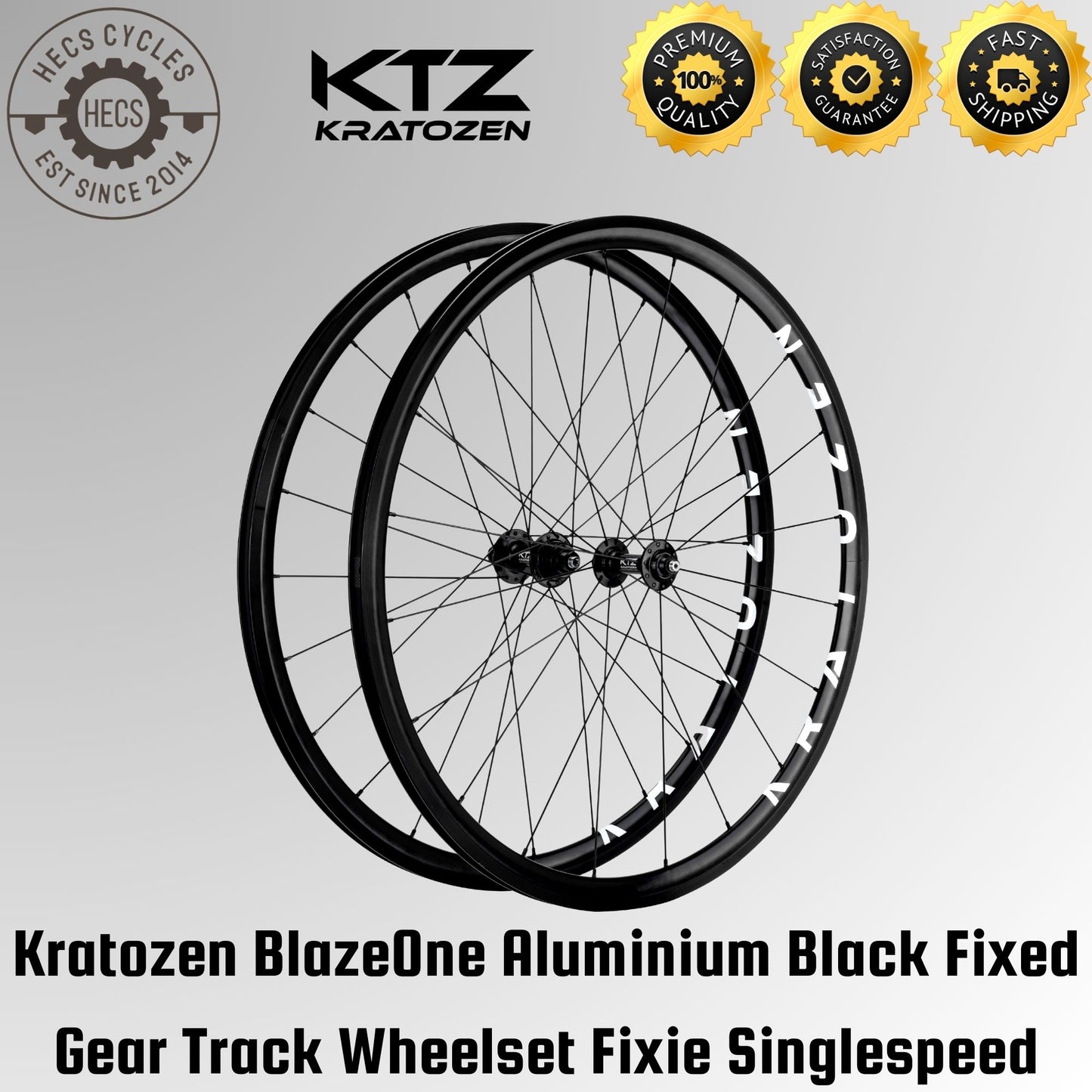 Kratozen BlazeOne Aluminium Black Fixed Gear Track Wheelset