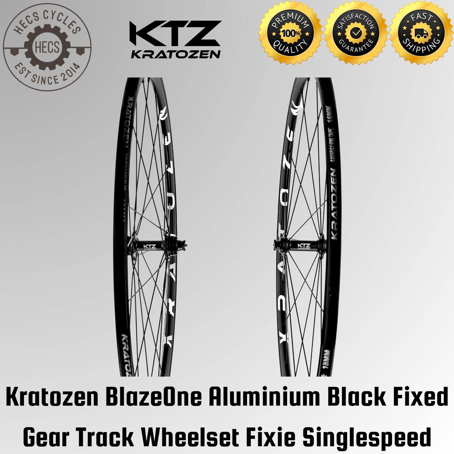 Kratozen BlazeOne Aluminium Black Fixed Gear Track Wheelset