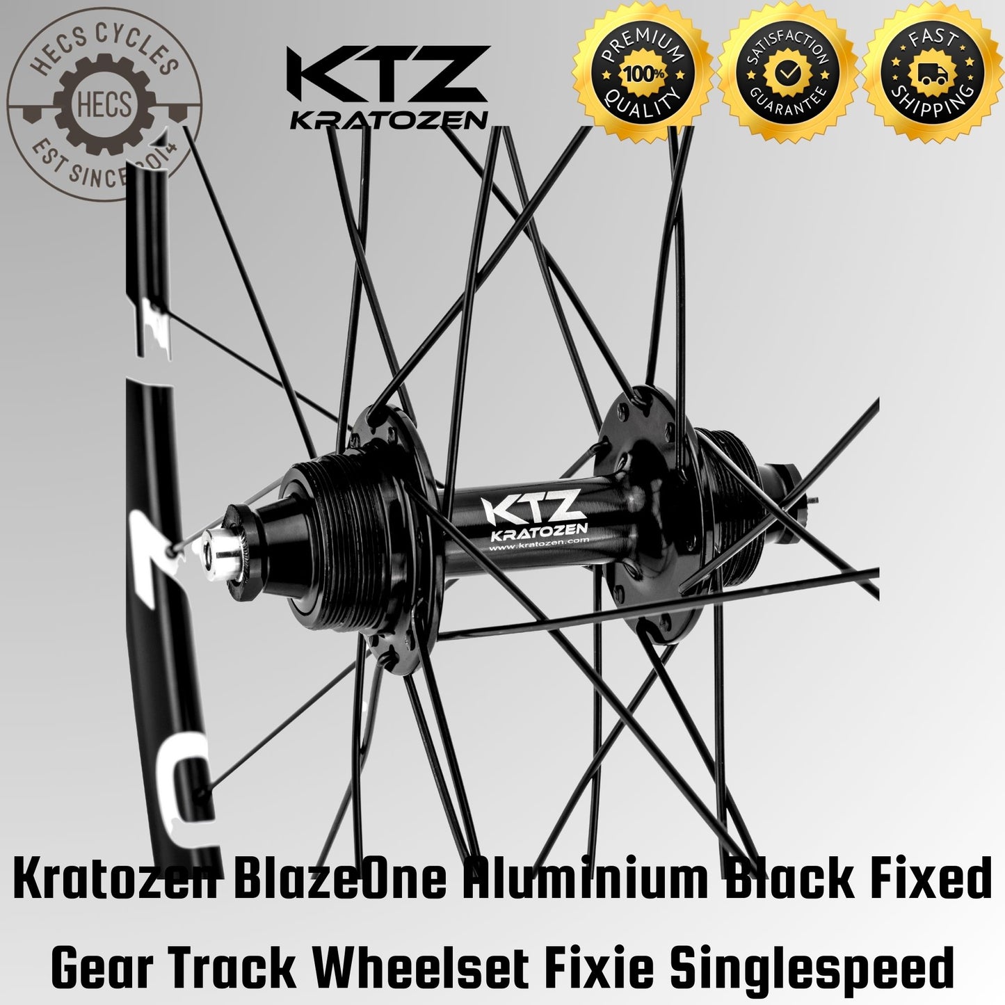 Kratozen BlazeOne Aluminium Black Fixed Gear Track Wheelset