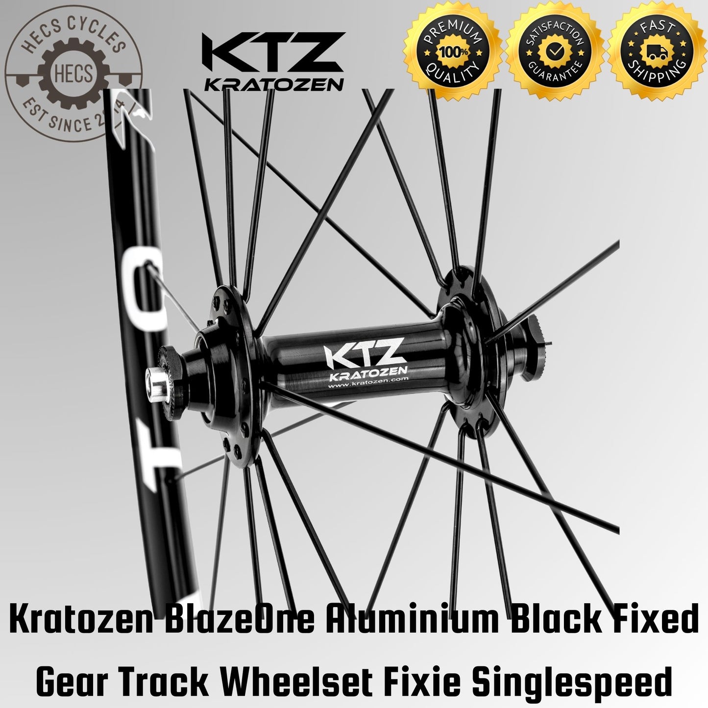 Kratozen BlazeOne Aluminium Black Fixed Gear Track Wheelset