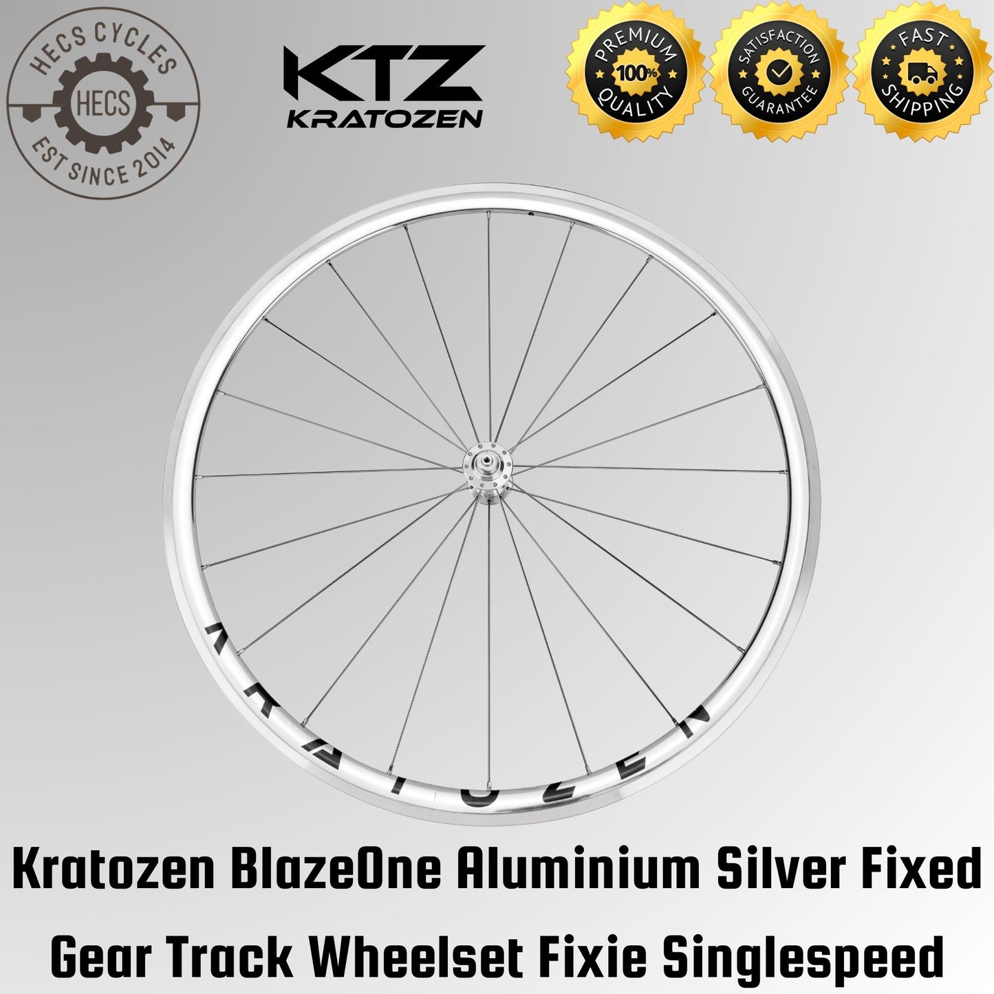 Kratozen BlazeOne Aluminium Silver Fixed Gear Track Wheelset