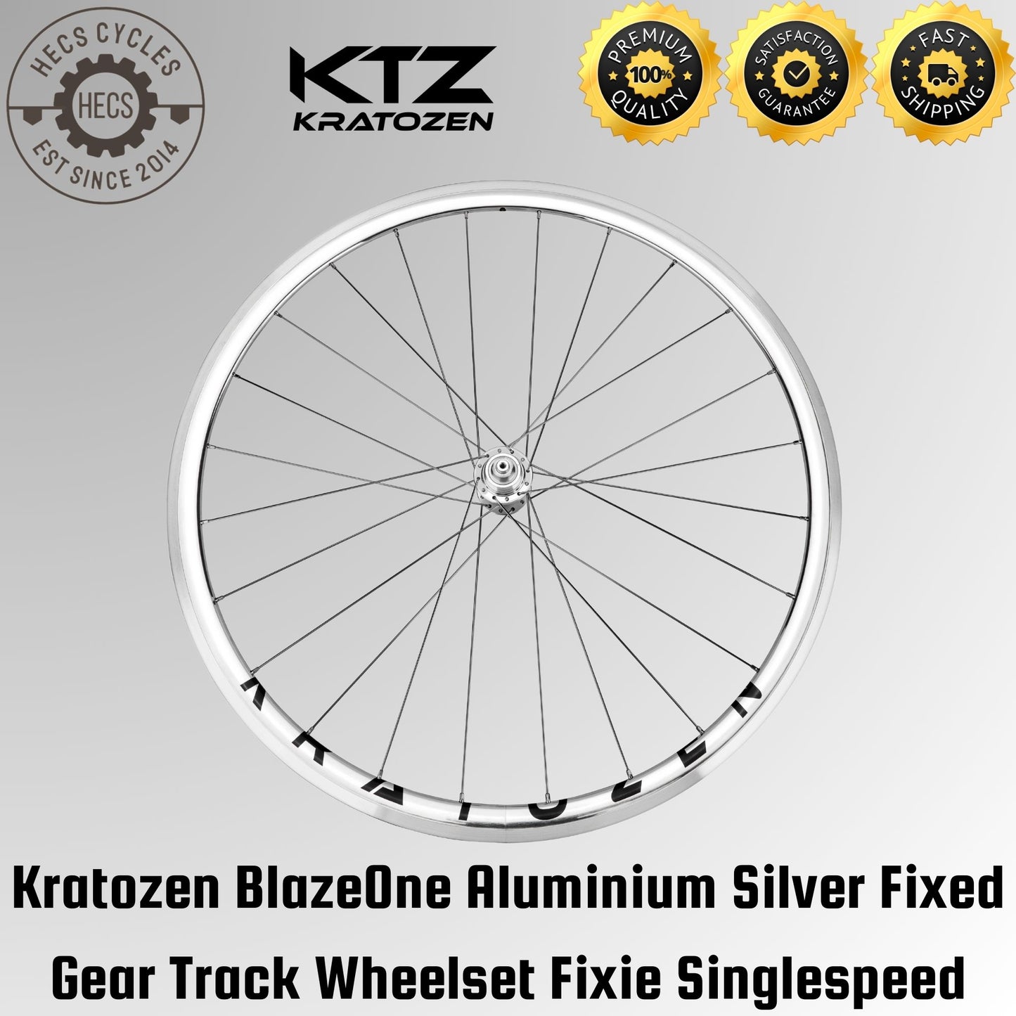 Kratozen BlazeOne Aluminium Silver Fixed Gear Track Wheelset