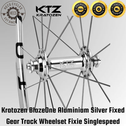 Kratozen BlazeOne Aluminium Silver Fixed Gear Track Wheelset