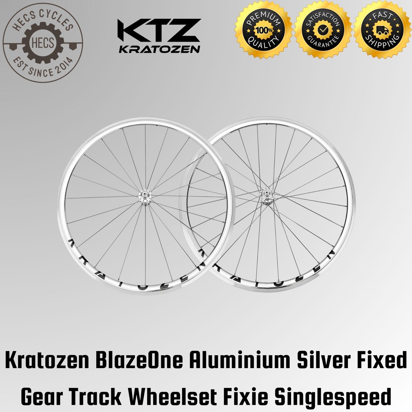 Kratozen BlazeOne Aluminium Silver Fixed Gear Track Wheelset