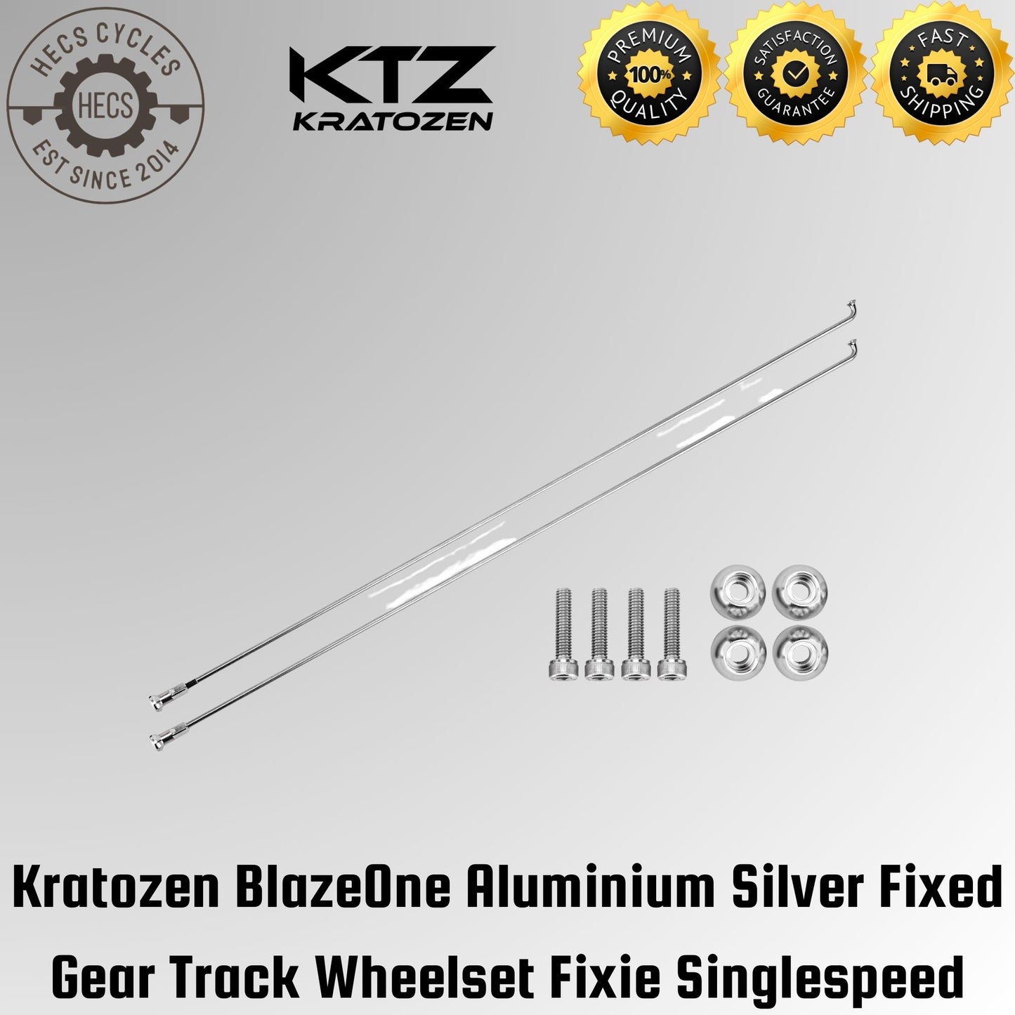 Kratozen BlazeOne Aluminium Silver Fixed Gear Track Wheelset