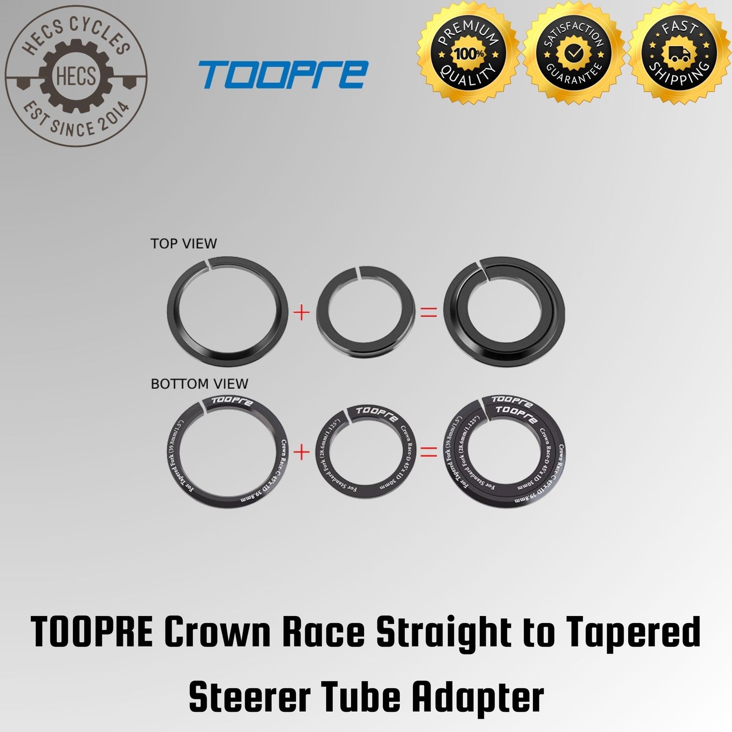 TOOPRE Crown Race Straight to Tapered Steerer Fork Tube Adapter